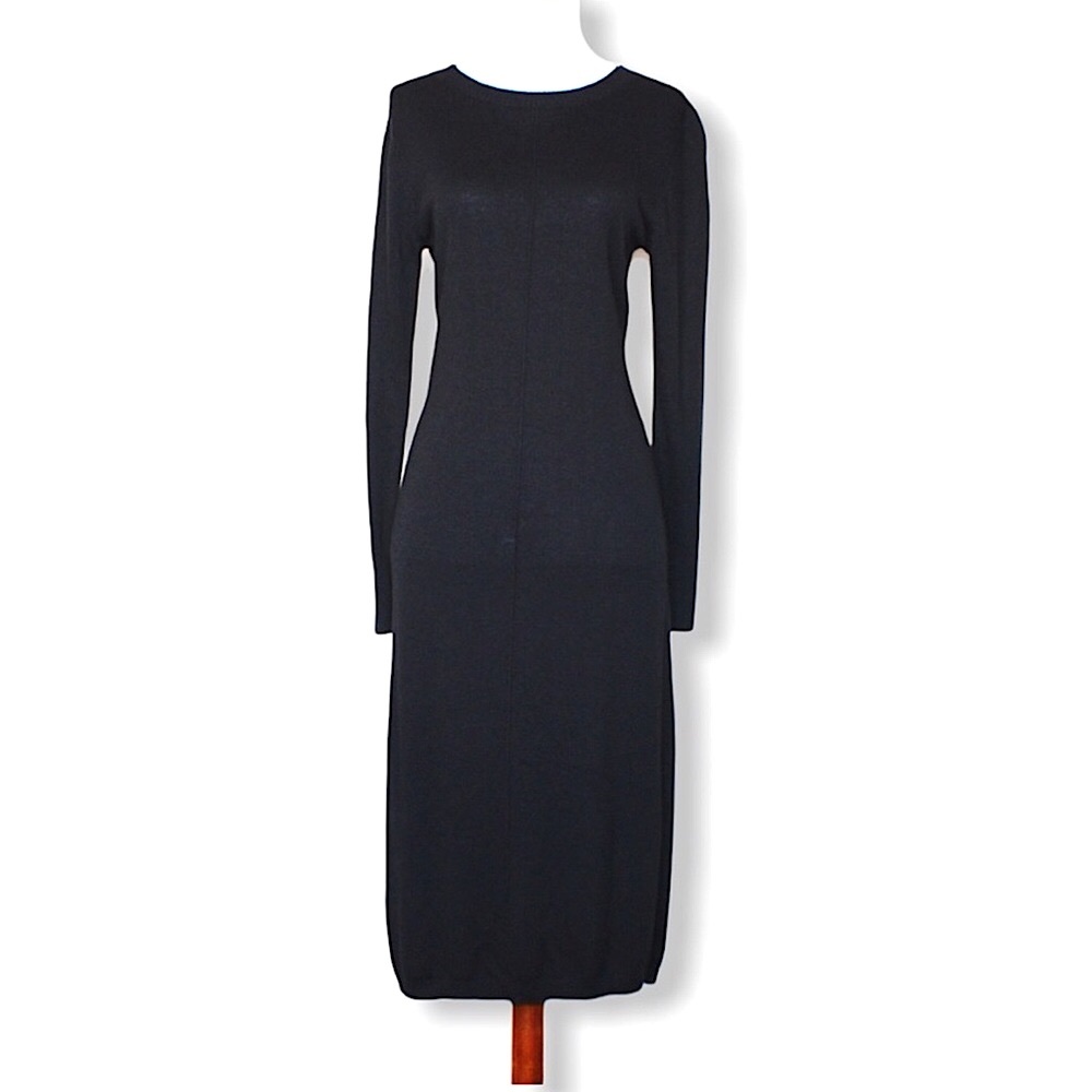 Catherine Malandrino Long Sleeve Black Midi Dress